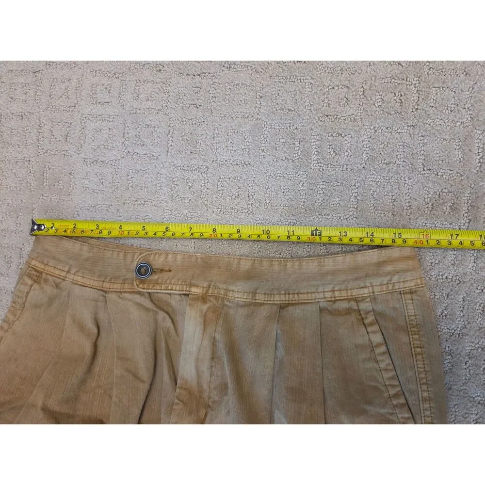 Free People Pants Women Size 8 Camel Light Gold Double Pleated Wide Leg
